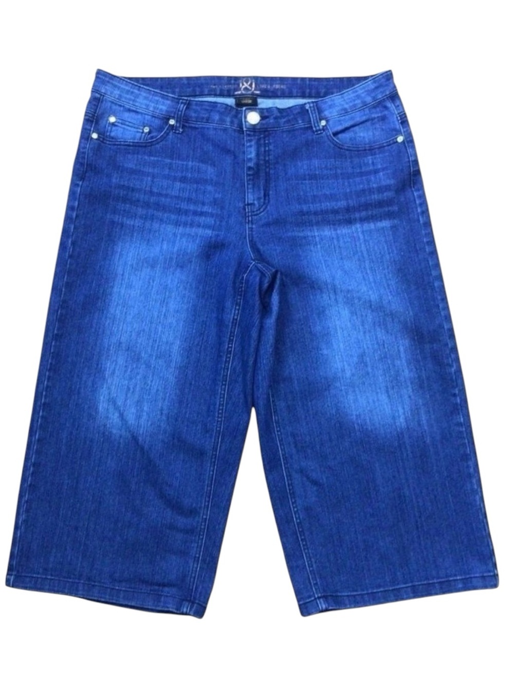 LOVE&Legend cropped jeans high rise wide leg capris blue stretch plus size 16